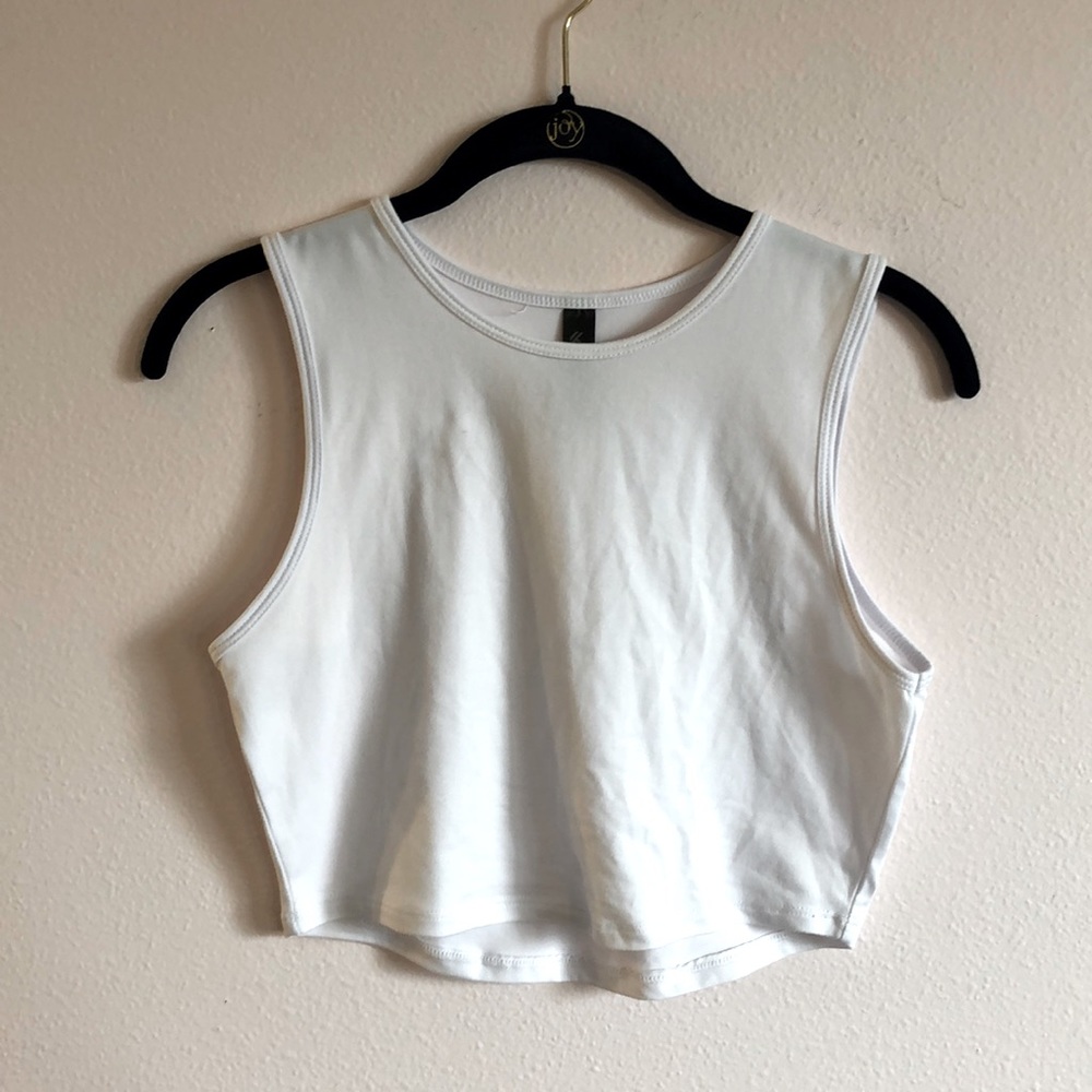 White Cropped Workout Tank Top